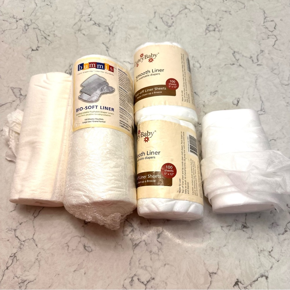 Diaper Liner Lot 1 New Bummis Bio-Soft Liner 2 New Cutey Baby Liners 2 1/2 rolls